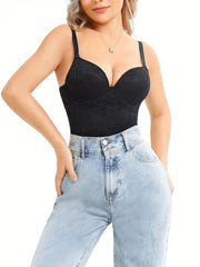 Lace Stitching Shaping Cami Tops V Neck Tummy Control Slimmer Top