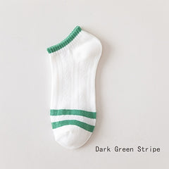 5 Pairs Striped Short Socks Breathable Low Cut Ankle Socks Womens Stockings