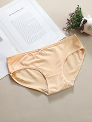 8pcs Solid Bow Tie Briefs Mid Rise Stretchy Panties
