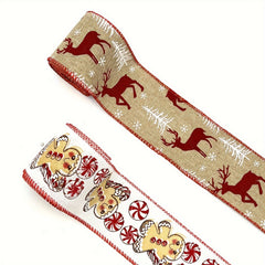 4.57m Christmas Gingerbread Doll Wired Edge Ribbon for Wreaths and Decor