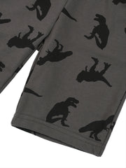 Boys Dinosaur Print Elastic Waist Casual Loose Pockets Shorts