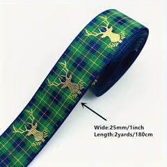 2yds 25mm Christmas Printed Ribbon For Decoration DIY Supplies