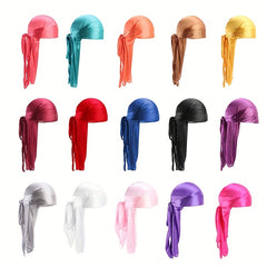 2pcs Bandana Pirate Hat Silk Durag Turban Hijab Hat For Men Women