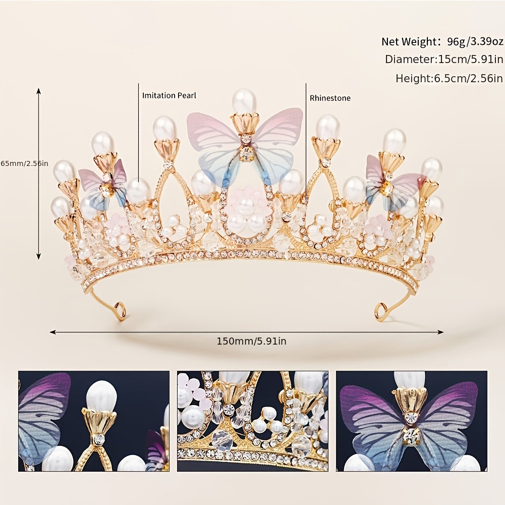 Butterfly Tiara Crown for Women Girls Princess Crown with Rhinestone
