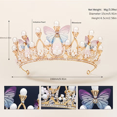 Butterfly Tiara Crown for Women Girls Princess Crown with Rhinestone