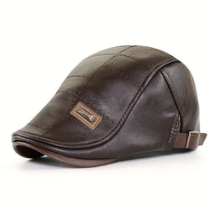 Men's Vintage PU Leather Newsboy Cap for Driving