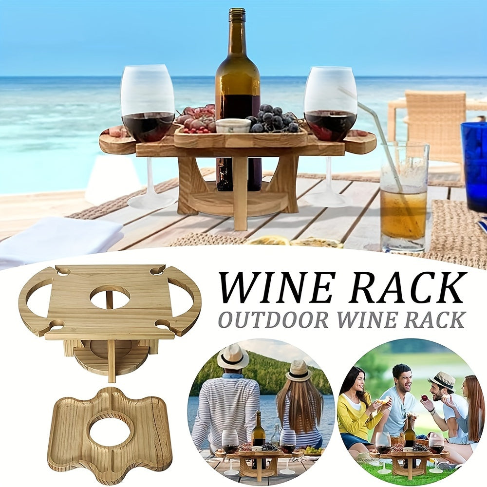 Wooden Foldable Table with Holder 2 in 1 for Camping and Garden Party