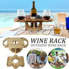 Wooden Foldable Table with Holder 2 in 1 for Camping and Garden Party