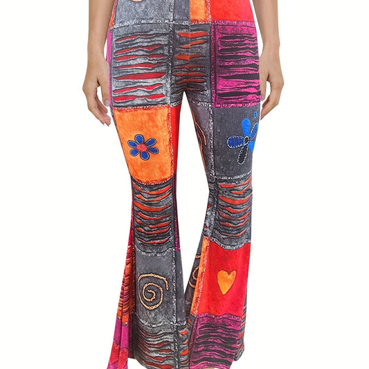 Colorblock High Rise Flare Leg Pants