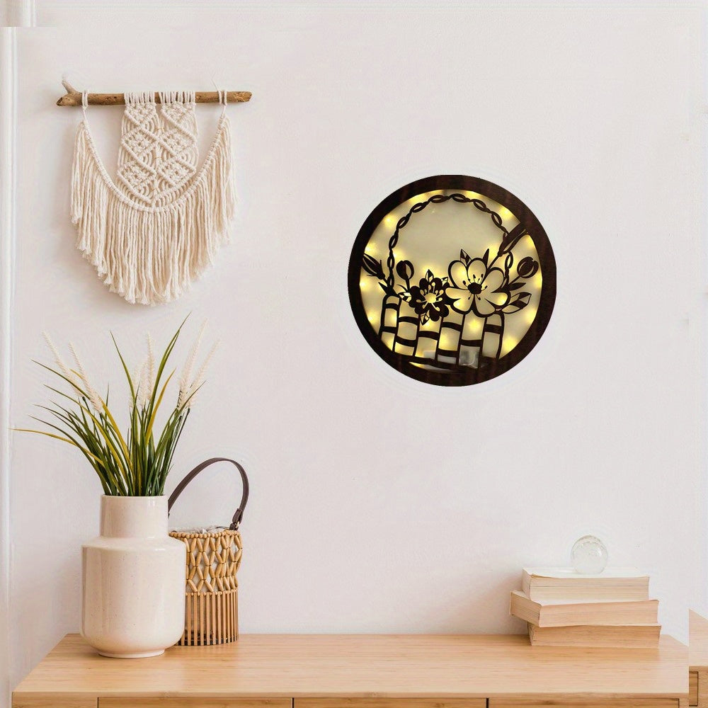 LED Lamp Fairy Tale Story Shape Retro Wooden Hanging Wall Sticker