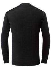 Casual Knitted Wool Sweater Men's Round Neck Pullover for Fall Winter