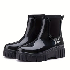 Women's Mid Calf Rain Boots Elastic Mouth Non-slip Waterproof Short B