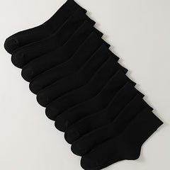 10 Pairs Comfy & Breathable Women's Solid Socks All-match Stockings