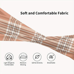Men's Vintage Plaid Headband Beige Brown Stripes Sports Casual Gear