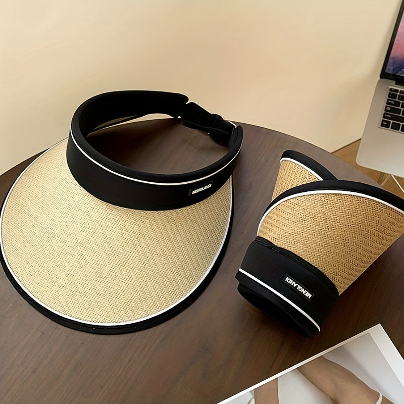 Foldable Visor Hat Outdoor UV Protection Sunshade Straw Travel Beach Hat