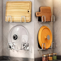 4pcs Kitchen Rack Pot Cover Rack Under Cabinet Cutting Board Rack