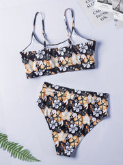 Floral Print Plus Size Tankini Set Women's 2 Piece Swimsuit
