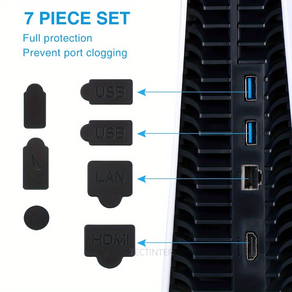 7pcs Silicone Dust Plugs Set for Game Console USB Interface