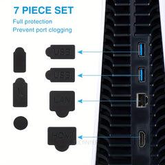 7pcs Silicone Dust Plugs Set for Game Console USB Interface