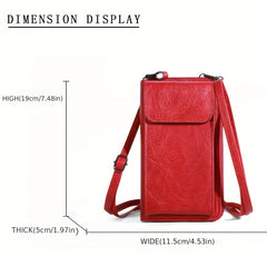 Faux Leather Crossbody Bag Long Wallet Mini Phone Coin Purse