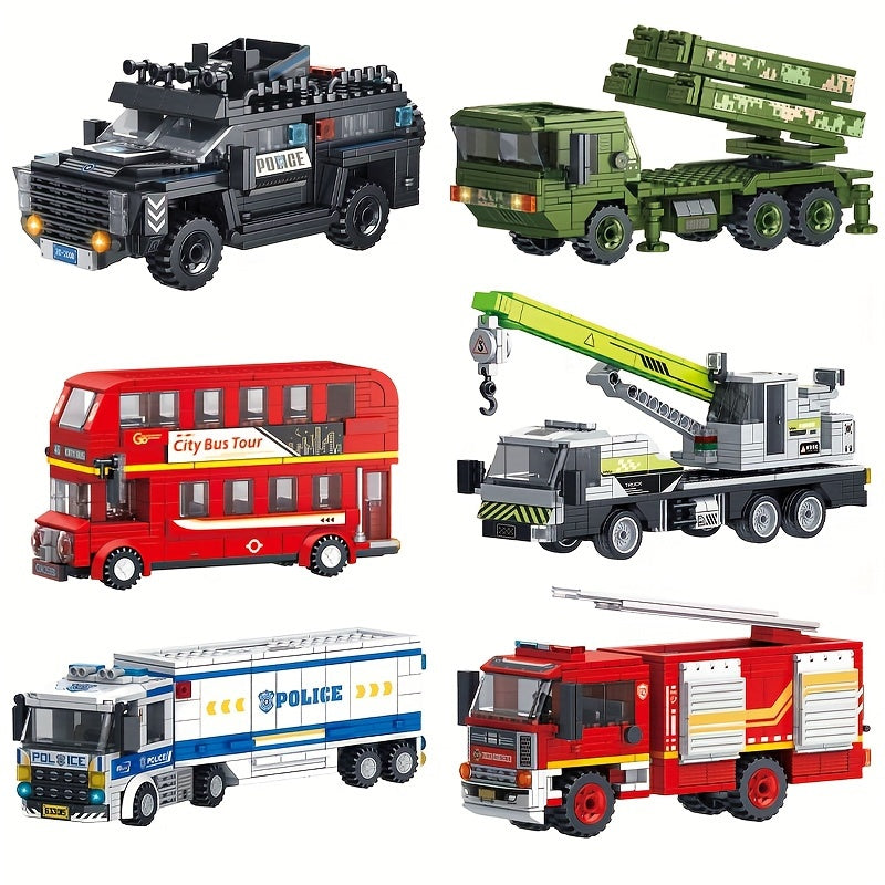 City Vehicle Building Blocks Set Fire Truck Ambulance Crane