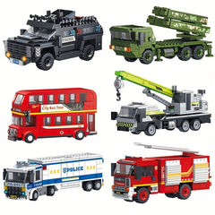 City Vehicle Building Blocks Set Fire Truck Ambulance Crane