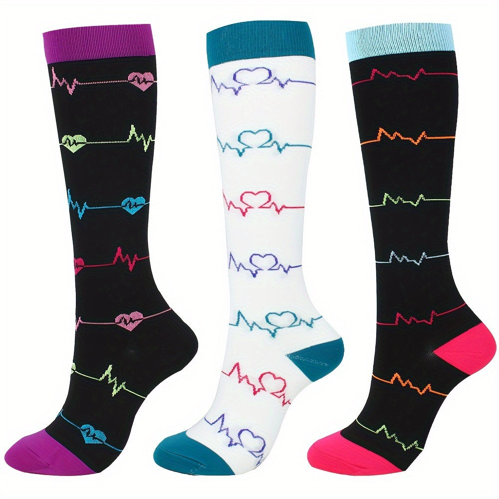 3 Pairs Knee High Compression Socks for Women Men