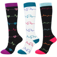 3 Pairs Knee High Compression Socks for Women Men