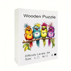 Colorful Bird Singing Wooden Jigsaw Puzzle - Brain Development Toy