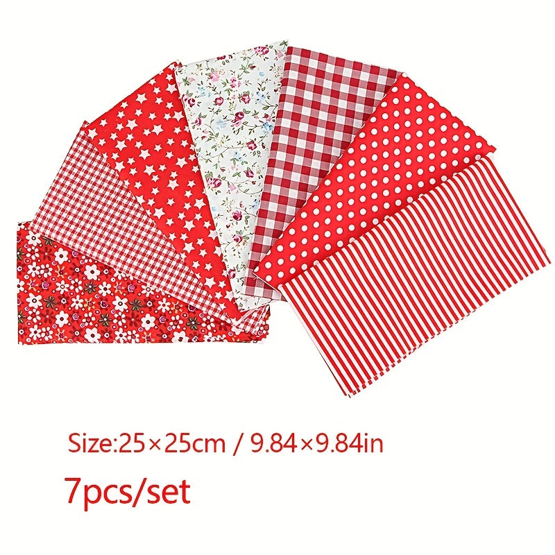 7pcs Small Clear Flower Cotton Floral Plaid Polka Dot DIY Cloth