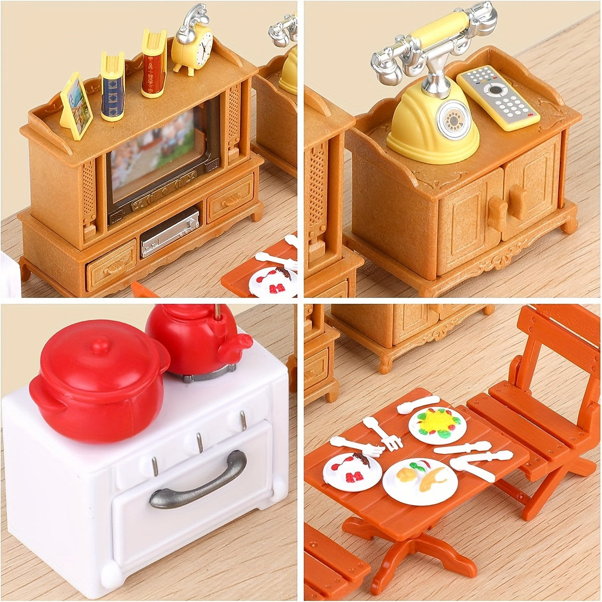 26pcs Dollhouse Furniture 1 12 Doll House Furniture Table Chair TV Cabinet Set