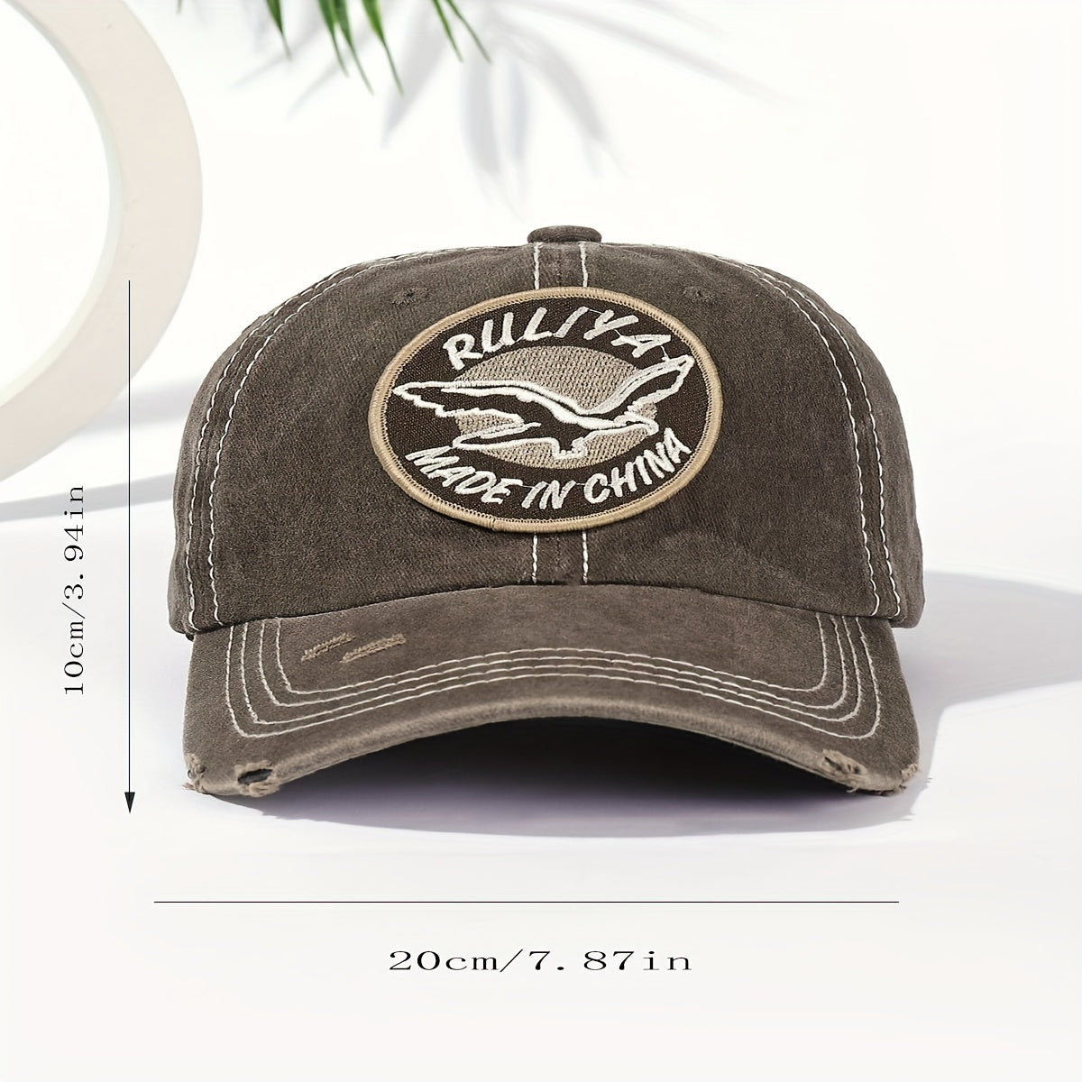 Soft Cotton Washed Baseball Cap with Solid Eagle Embroidery
