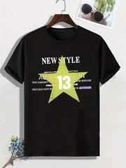 Men's Star & 13 Print T-shirt - Active & Stretchy - Outdoor Tee