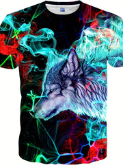 Men's Smoke & Wolf Graphic T-shirt Quick Dry Breathable Tee