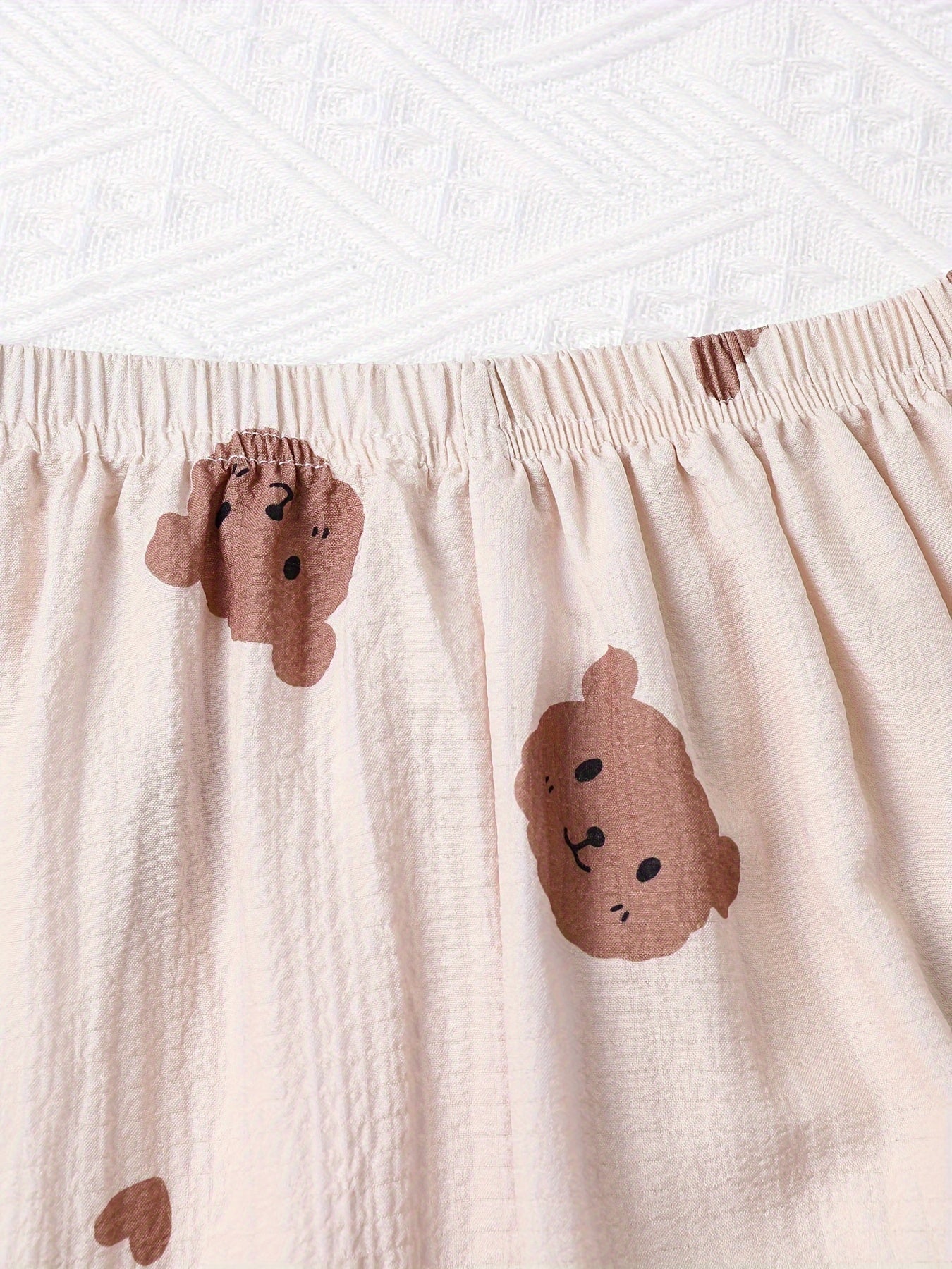Bear Print Pajama Set Long Sleeve Top & Pants Women's Sleepwear