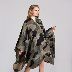 Camouflage Thicken Warm Large Shawl Slit Casual Windproof Outdoor Shawl