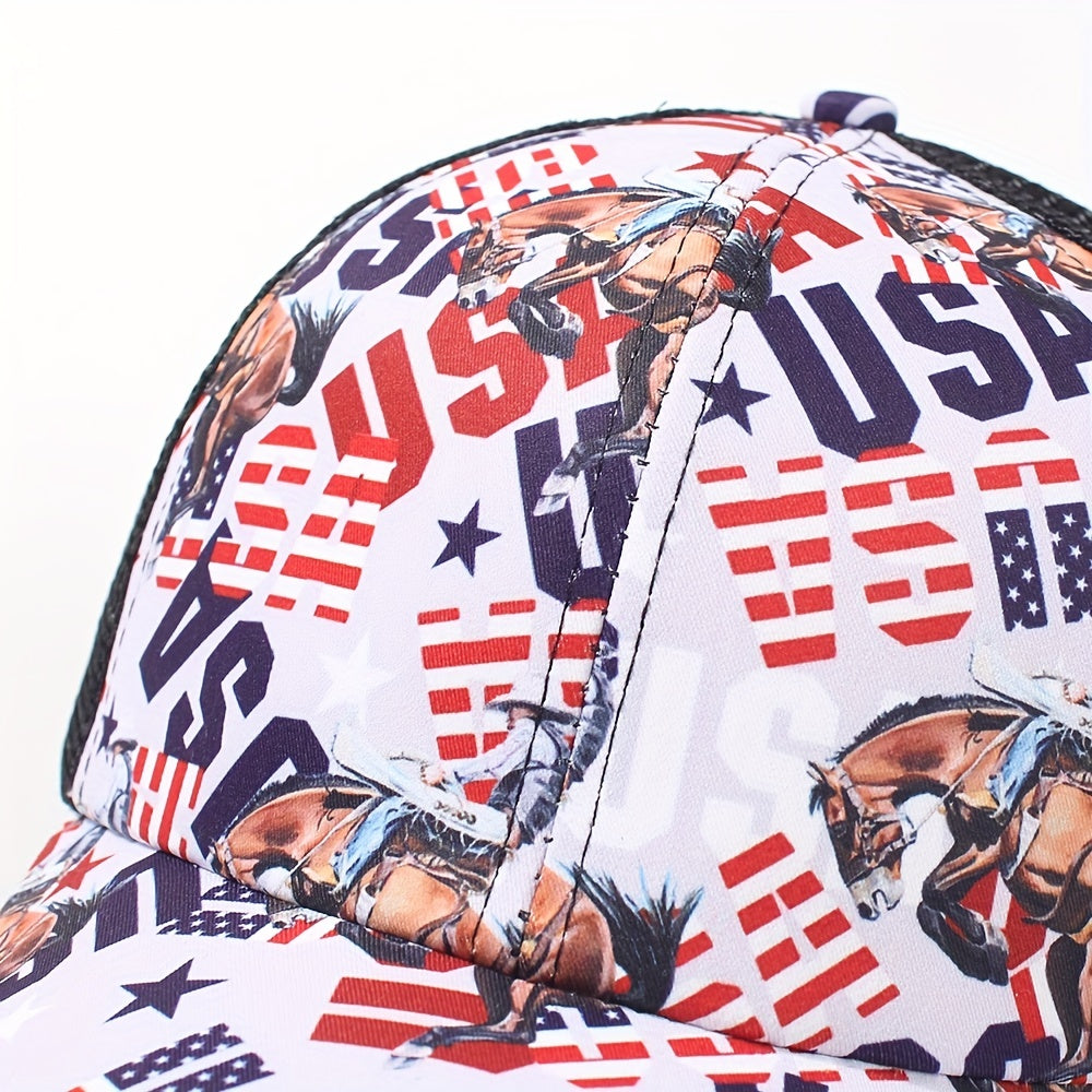 Ponytail Horse Print Baseball Cap Mesh Breathable Dad Hat