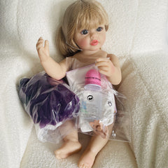 Enchanting Princess Doll Handcrafted Reborn Girl Blonde Wig Purple Gown