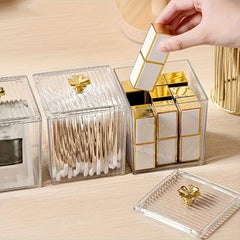 Acrylic Cotton Swabs Jar Holder - Clear Vanity Makeup Organizer