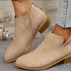Block Heel Pointed Toe Ankle Boots - Women's Outdoor Footwear