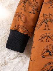 Dino Print Zip Up Baby Boy Bodysuit