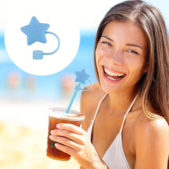 1pc Cartoon Straw Tips Cover for Drinks, Summer & Winter Drinkware Accessory