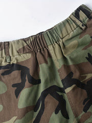 Camouflage Print Elastic Waist Shorts for Women