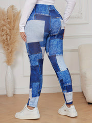 Denim Print High Rise Sporty Leggings