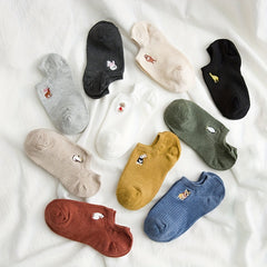 10 Pairs Women's Animal Embroidery Hidden Socks