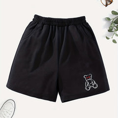 Girls' Casual Devil Bear Graphic Shorts Outwear Elastic Waist Regular Fit
