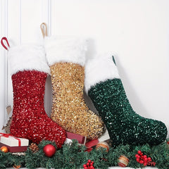 Glitter Plush Christmas Stockings Children's Gift Bag