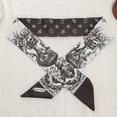 Vintage Geometric Print Skinny Scarf Hair Ribbon Neckerchief