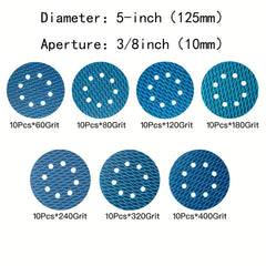 70pcs Diamond Shape 12.7cm Sanding Disc Assorted 8 Hole Hook and Loop