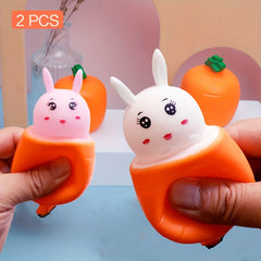 2pcs Bunny Squeeze Toy Carrot Head Fun Prank Gag Gift Educational Party Favor